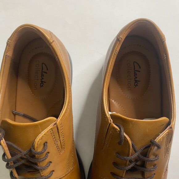 Clarks Tilden Cap Leather Oxford Dress Shoes Mens Size 11M Dark Tan Dress Shoe C - Picture 6 of 14